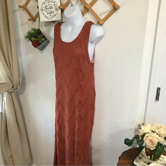 Anthropologie Callahan Cableknit Peach Sweater Dress Tank Sz S-P - Picture 6 of 10